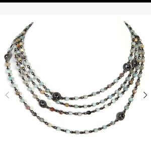 Virgins Saints & Angels Magdalena Necklace Gunmetal Semi Precious Jasper Quartz
